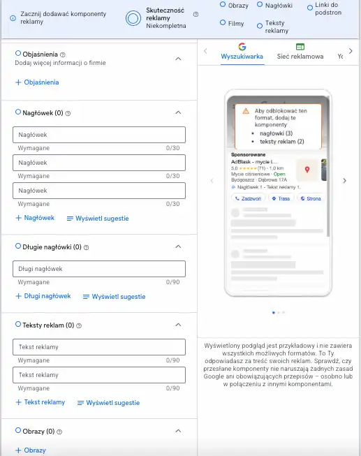 Konfiguracja grup zasobów w kampanii Performance Max