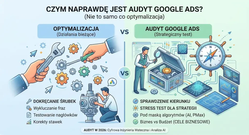 Audyt Google Ads vs Optymalizacja