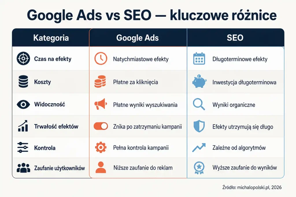 Różnice między Google Ads a SEO
