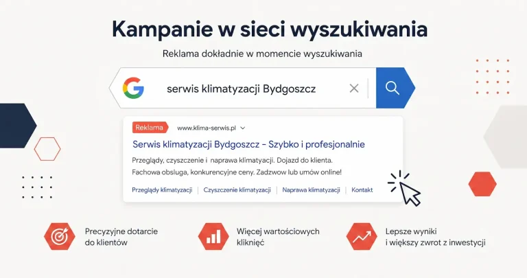 Kampanie w sieci wyszukiwania Google Ads — reklama tekstowa w momencie wpisywania zapytania