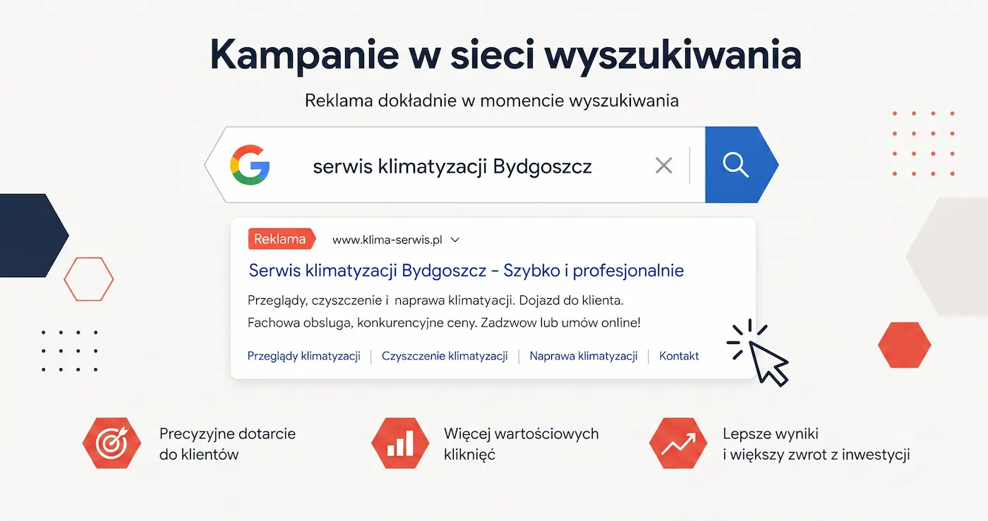 Kampanie w sieci wyszukiwania Google Ads — reklama tekstowa w momencie wpisywania zapytania